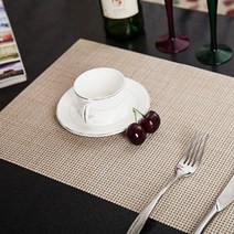 블럭마트 대나무느낌 식탁매트 5p, 크림, 45 x 30 cm