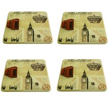 스토어33 빈티지 세계명소 컵받침 4p, J