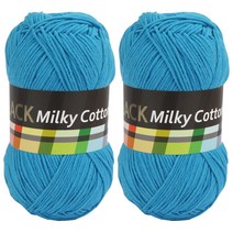 밀키코튼 블랙 면혼방 뜨개실 2p, 67 아쿠아