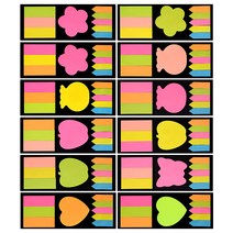 블루마토 평판형 점착메모지 D세트 12p, 혼합 색상, 1세트