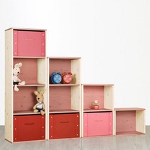 하우디 칼라 공간박스 4단 칼라박스 4단, 화이트옹이+핑크옹이