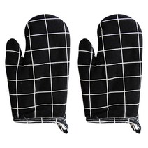 AnTs 면화와 린넨 절연장갑, 블랙 체크, 2개입