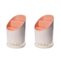 AnTs 주방용품 젓가락 3칸 케이지 수저통, 핑크, 2개입