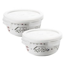 젠 메도우플라워 원형 밀폐용기 중 500ml, 2개입, 용기 2p