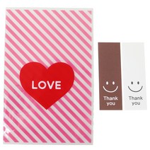 황씨네도시락 하트봉투 핑크 30p + 스티커 스마일 직사각 30p, 1세트