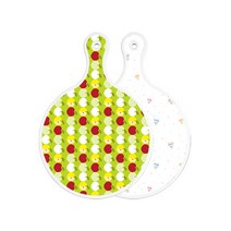 로엠디자인 양면 원형 서빙 도마 보드 애플연두, 라인하트, 1개