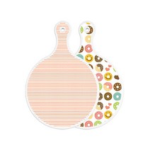 로엠디자인 양면 원형 서빙 도마 주홍라인, 도넛, 1개