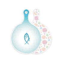 로엠디자인 양면 원형 서빙도마 피쉬라인블루, 라인원형, 1개