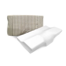 리브맘 3D 메모리폼 베개 + 커버 세트, 체크베이지