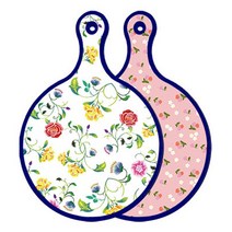 로엠디자인 블루에디션 양면 원형 서빙도마 로망슬림장미, 주홍색체리, 1개