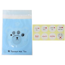 황씨네도시락 접착 애니멀 봉투 곰 100p + 스티커 연인 메시지 화이트 100p, 1세트
