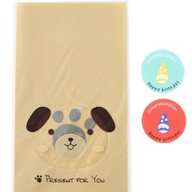 황씨네도시락 비접착 애니멀 봉투 강아지 100p + 고깔 생일 원형스티커 100p, 1세트