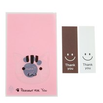 황씨네도시락 비접착 애니멀 봉투 고양이 100p + 스티커 스마일 직사각 화이트 50p + 초코 50p, 1세트