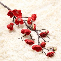 블럭마트 매화가지 조화꽃 2p, 레드