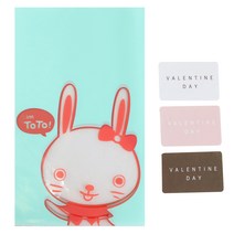 황씨네도시락 비접착 야미봉투 토끼 100p + 발렌타인 사각 스티커 100p, 1세트