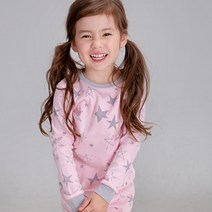 보누맘 여아용 스타핑크 9부 30수 후라이스 상하 내의 세트