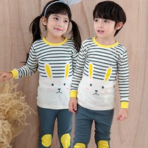 메이키즈 아동용 헬로레빗 오가닉 30수 후라이스 실내복 상하의 세트