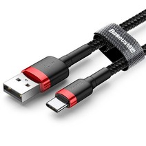 BASEUS 밴드 타입-C 메탈 고속충전 케이블 0.5m 레드블랙, 1개