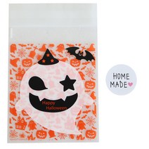황씨네도시락 접착 할로윈 큐티 유령 쿠키봉투 50p + 홈메이드 하트 스티커 소 50p, 1세트