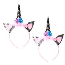 마켓감성 파티 유니콘 헤어밴드, 은색, 2개입