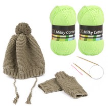 밀키코튼 뜨개실 2p + 고급줄바늘 5.0 mm + 플라스틱돗바늘 핸드워머 DIY세트, 1세트, 뜨개실 69번