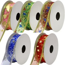 포포팬시 오간디 금은박 리본끈 25mm 5p, 랜덤 발송, 265cm