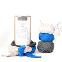 멜로우 니팅키트 DIY패키지 아기 3단 뾰족 목도리, 1세트, 코발트블루 + 차콜 + 쿨베이지