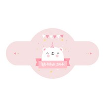 도나앤데코 곰 축하해줘서 고마워 미니 라운드스티커, 핑크, 80개입