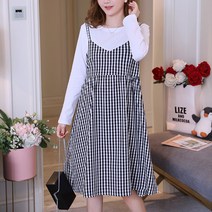 씨엔티 체크 임산부 원피스 BC175