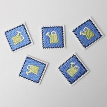 패션포인트 미니 자수 와펜 네모패치 28 x 28 mm, 개 물뿌리, 5개입