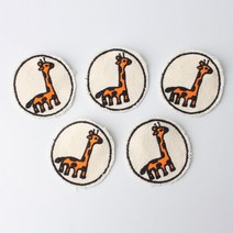 패션포인트 미니 자수 와펜 62 x 62 mm, 브로치 기린, 5개입