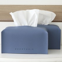 데코토닉 플레인 레더 기본형 티슈커버, 블루, 2개