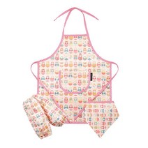 코니아일랜드 유아용 방수 앞치마 + 토시 + 순면 두건 세트