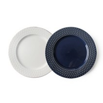 프렐류드 모티 플레이트 접시 2p, 1세트, 아이보리,코발트, 접시 2개