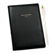 꼼꼬미 엣지 피아노 가죽 바인더 + 포스트 메모패드 M + 토당토당 젤펜 랜덤 발송, 매트 블랙, 1세트