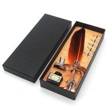 신원 푸에르 만년필 깃털펜 세트, 1.0mm, 오렌지