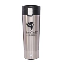 리빙톤 스키니 원터치 회오리 자동 믹스 스텐 보온보냉 쉐이커 텀블러, 실버, 500ml