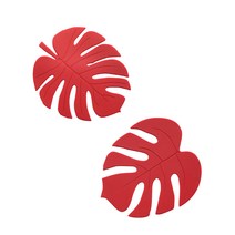 르리에 실리콘 나뭇잎 냄비받침 A형 + B형, 레드, 1세트