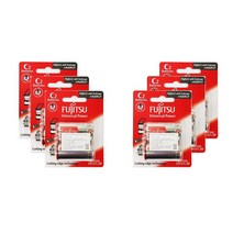 후지쯔 알카라인 C형 건전지 카드형, 2개, 6개