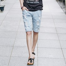 타운클로 남성용 스판 구제 밴딩 청반바지
