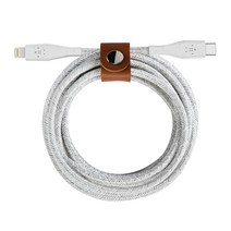 벨킨 듀라텍 플러스 USB C to 라이트닝 고속 충전 케이블 F8J243bt04 + 스트랩, 화이트, 1세트, 1.2m