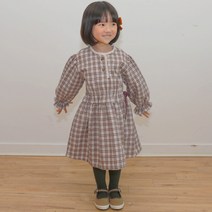 느엘 여아용 체크기모원피스