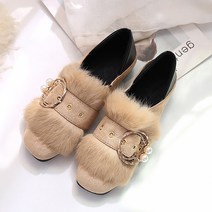 알럽홈 여성용 크레슨트 벨트 털 로퍼