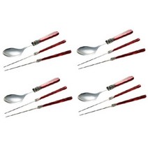 EME 나폴레옹 한식 2종 4인세트 레드, 1세트, 스푼 4p + 젓가락 4p