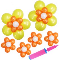 리빙다 2단꽃풍선키트 오렌지 4p + 3단꽃풍선키트 옐로우 2p + 손펌프 랜덤발송 세트, 혼합색상, 1세트
