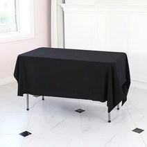 에스엠파티 박음질 마감 모던 스판 행사용 테이블보, 블랙, 330 x 155 cm