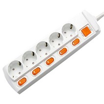 지앤탭 개별 스위치 멀티탭 5구 GS-C16A5S 1p + 안전커버 랜덤발송 2p 세트, 10m, 1세트