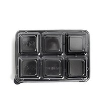 6칸 직사각 블랙 반찬 일회용 포장용기, 20개입, 1개