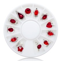 메이브라운네일파츠 16 레드크리스탈 네일스톤 12종, 혼합색상, 1개