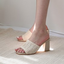 단골언니 여성용 라티넨 라탄느낌 썸머 뮬 슬리퍼 7cm
